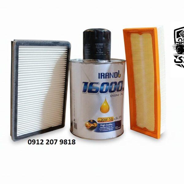 پک ایرانول 16000 (20W50 - SL 4L) + فیلترروغن و هوا وکابیین مناسب پژو405،سمند 1800